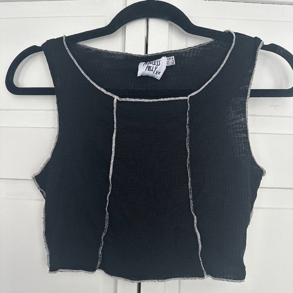 Princess Polly Black Cropped Tank, Size 2